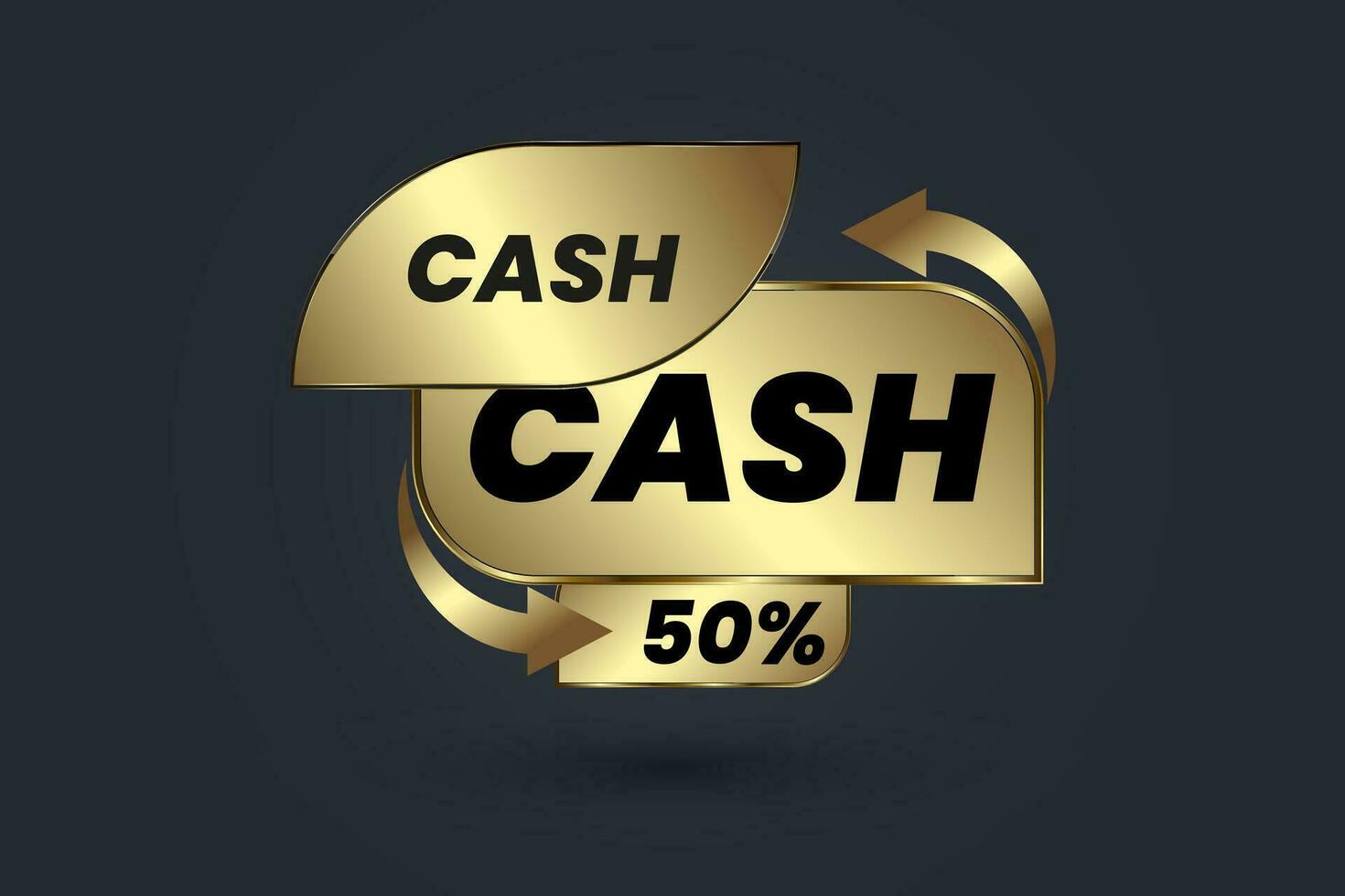 A cash back banner concept up to 50 percent sale template. Refund and money return after shopping special offer commerce financial deal vector illustration isolated on dark background