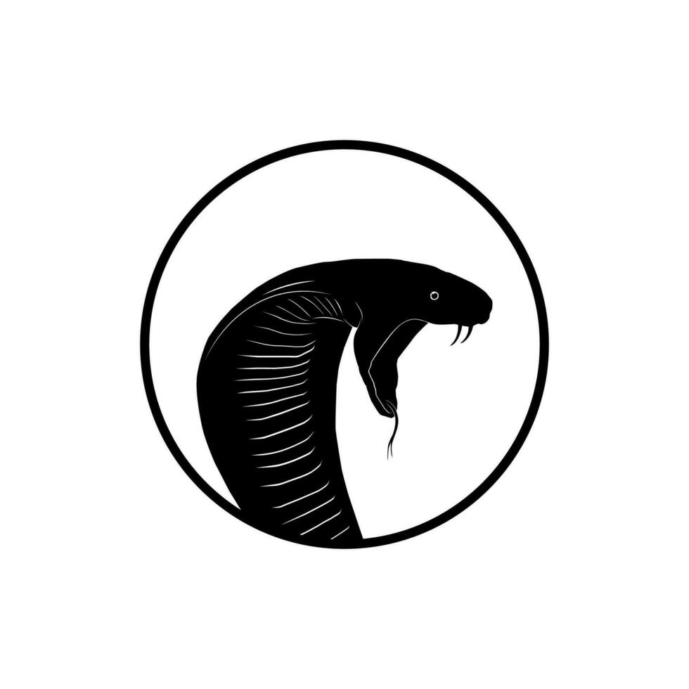 King Cobra Silhouette on the Circle for Logo Type. Vector Illustration