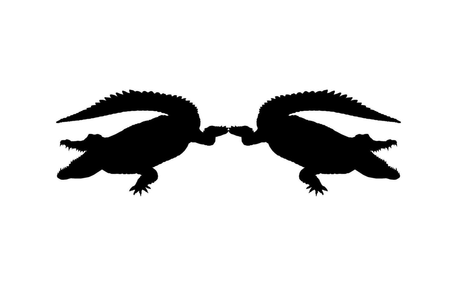 Pair of the Crocodile or Alligator Silhouette for Art Illustration, Pictogram, Logo Type, Website or Graphic Design Element. Vector Illustration