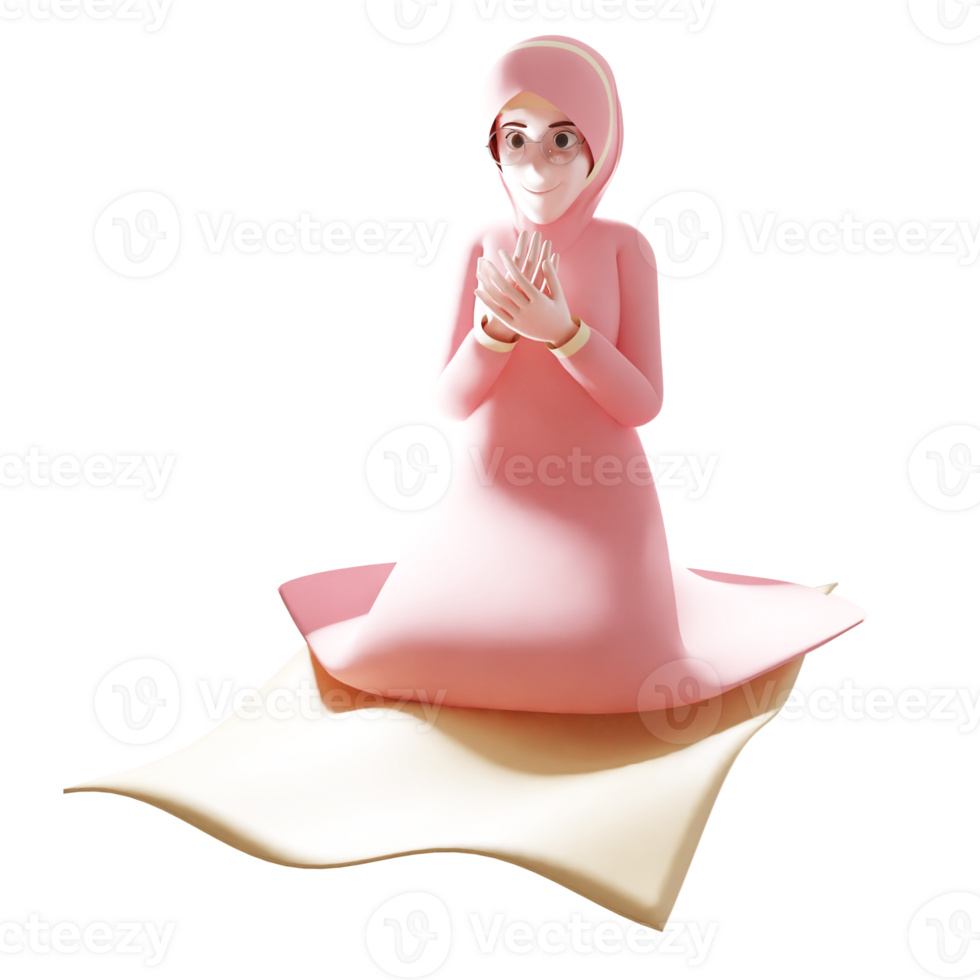 3d illustration of Muslim Woman Praying to the God. png