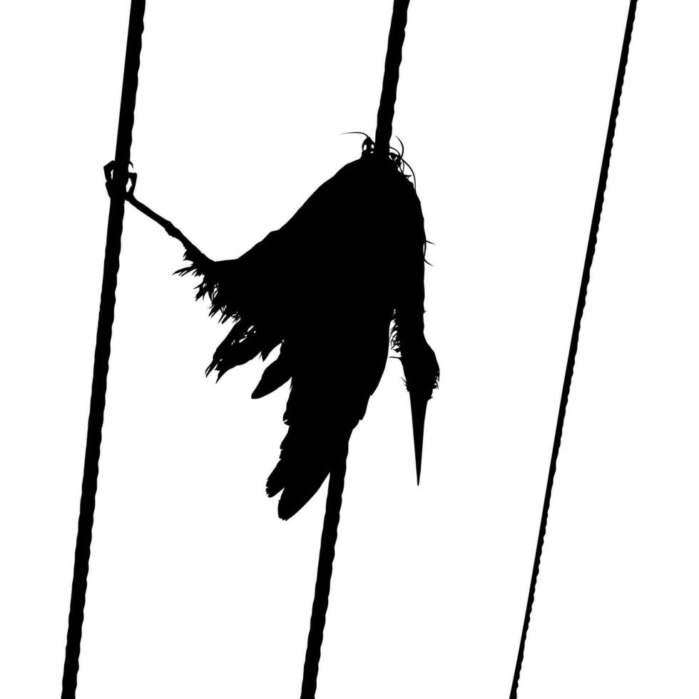 Dead Bird on the Electrical Wire Silhouette Illustration Based on My Photography. Vector Illustration