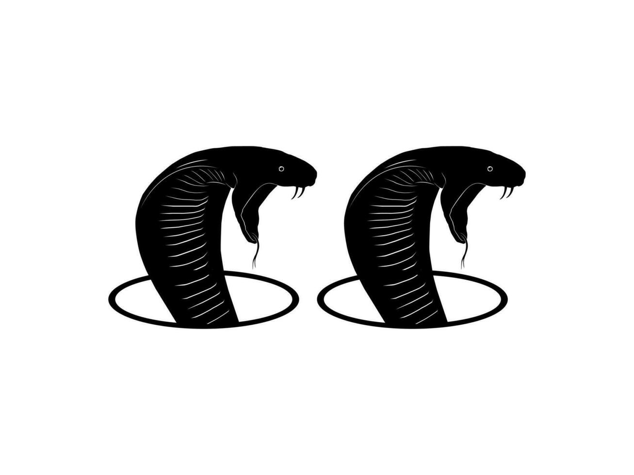 King Cobra Double Head Silhouette on the Circle for Logo Type. Vector Illustration