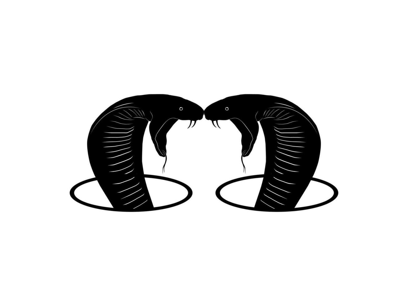 King Cobra Double Head Silhouette on the Circle for Logo Type. Vector Illustration