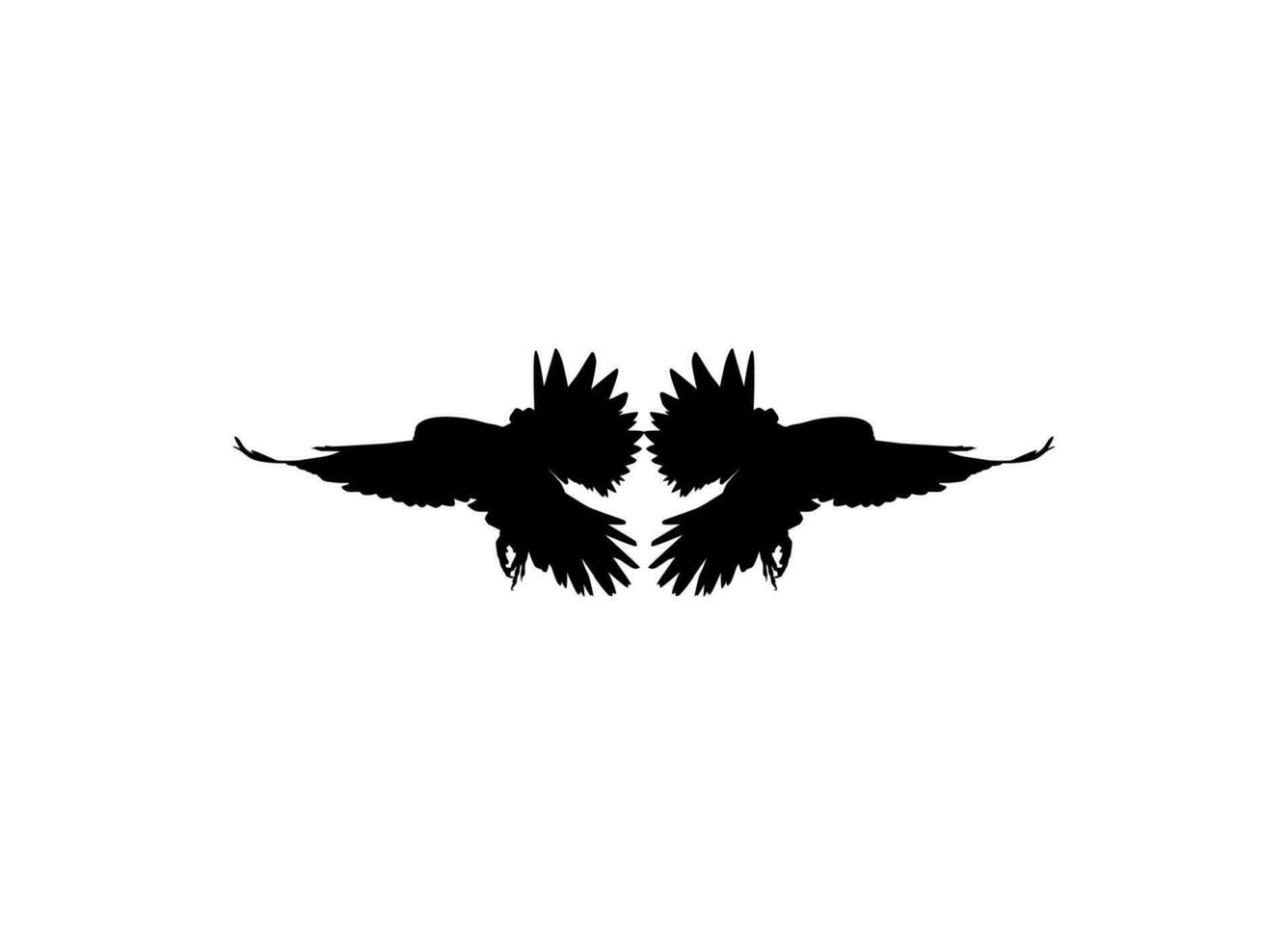 Silhouette of the Flying Pair Bird of Prey, Falcon or Hawk, for Logo, Pictogram, Website, Art Illustration, or Graphic Design Element. Vector Illustration