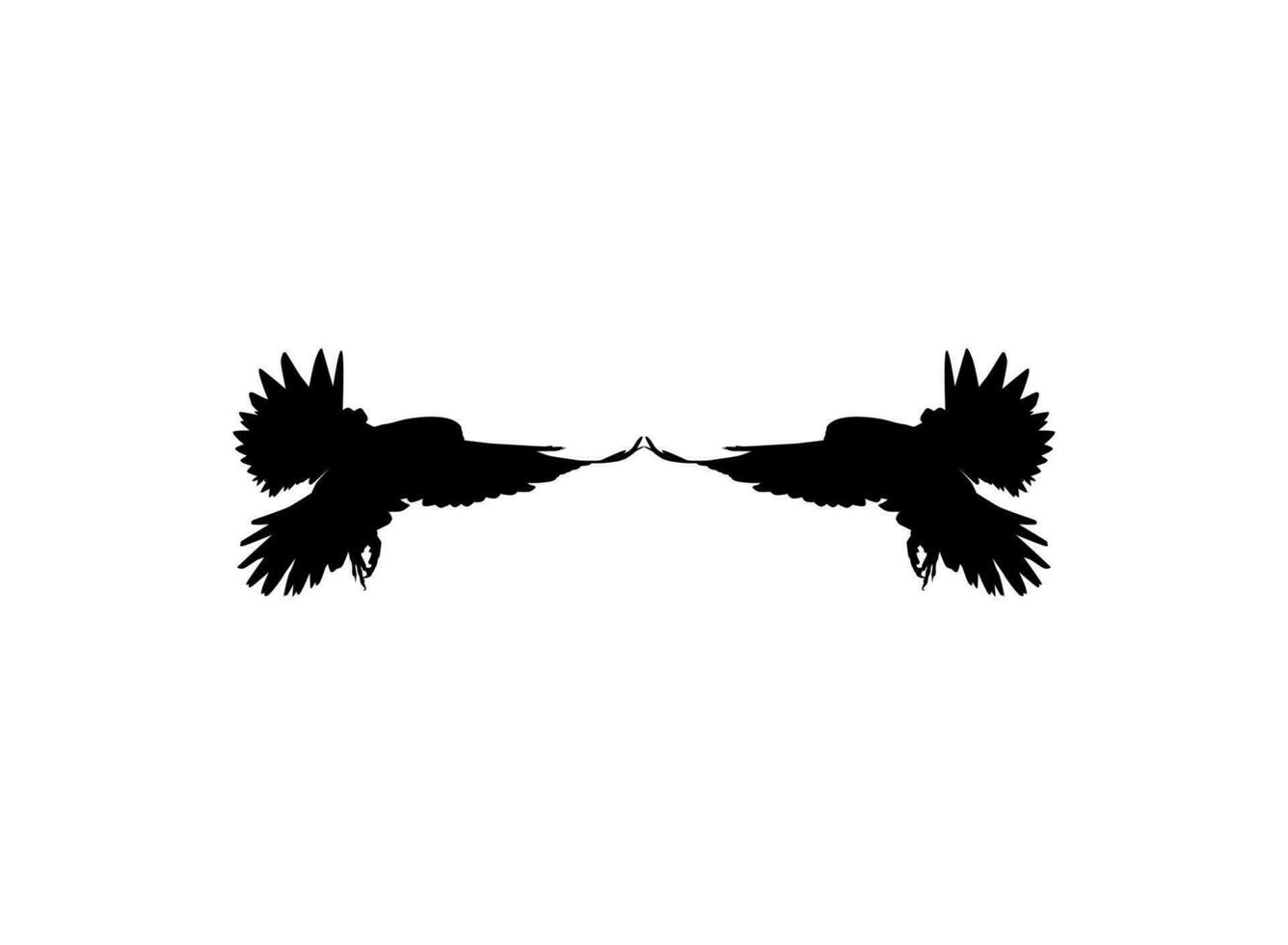 Silhouette of the Flying Pair Bird of Prey, Falcon or Hawk, for Logo, Pictogram, Website, Art Illustration, or Graphic Design Element. Vector Illustration