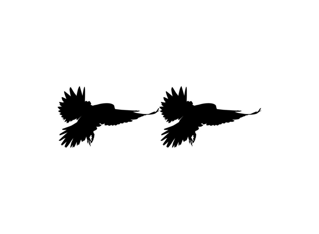 Silhouette of the Flying Pair Bird of Prey, Falcon or Hawk, for Logo, Pictogram, Website, Art Illustration, or Graphic Design Element. Vector Illustration