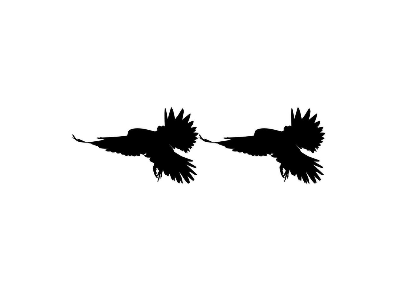 Silhouette of the Flying Pair Bird of Prey, Falcon or Hawk, for Logo, Pictogram, Website, Art Illustration, or Graphic Design Element. Vector Illustration