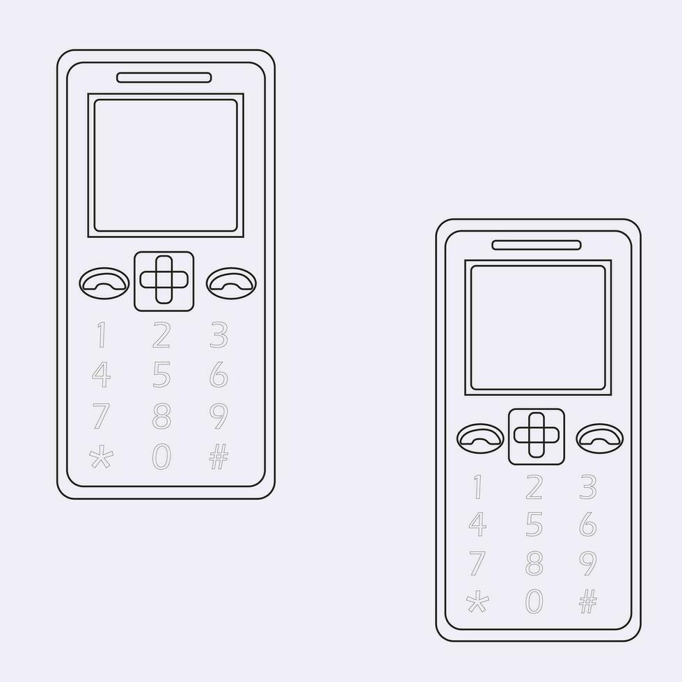 mobile phone set vector line art eps