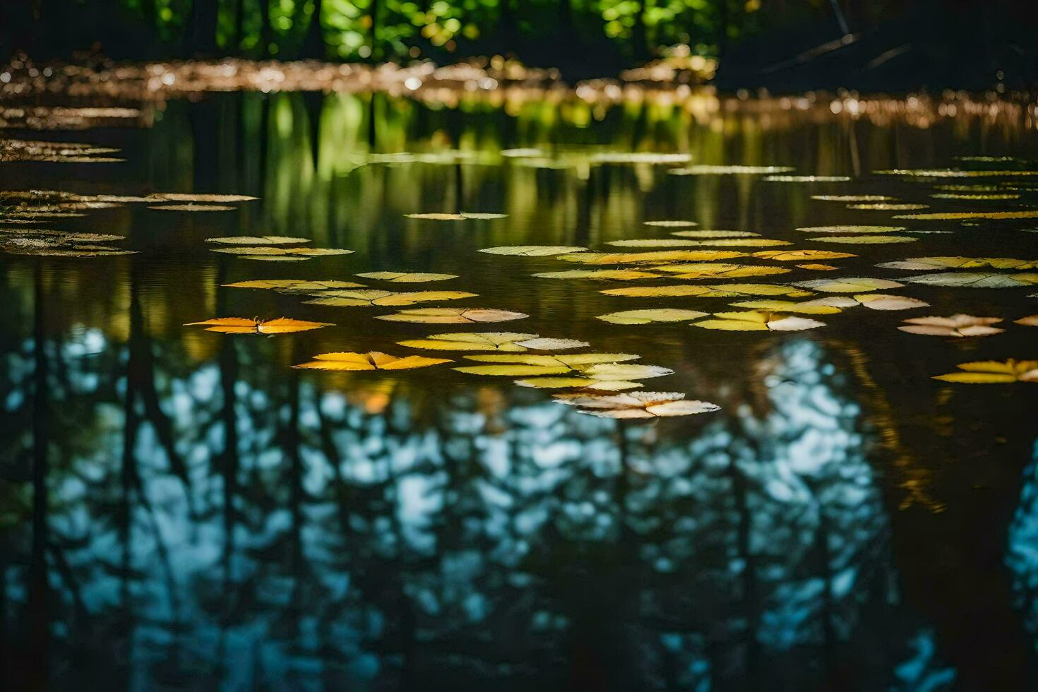 AI generated water lilies in the swamp photo