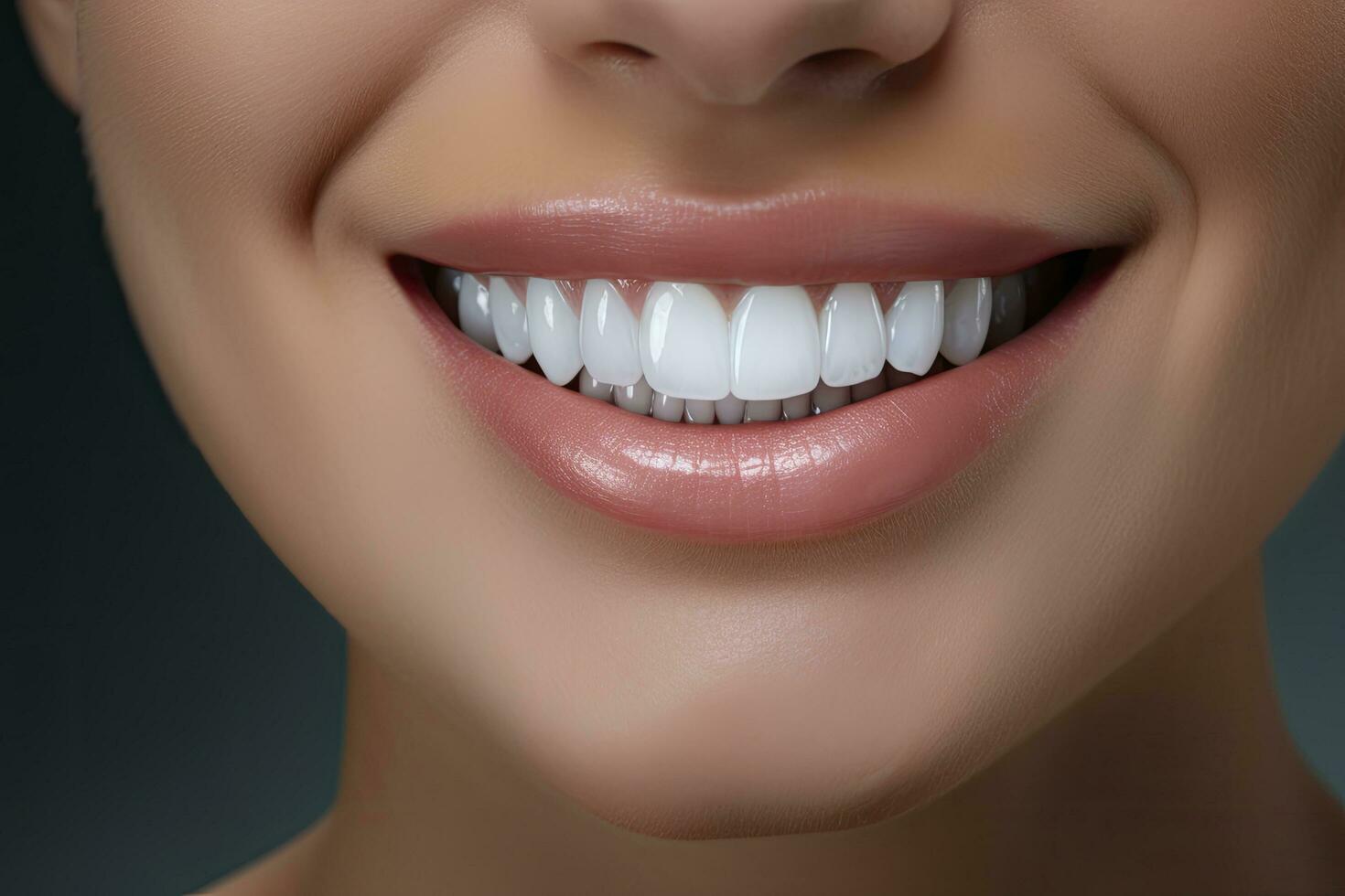 AI generated Close up of a smile with nice white teeth. AI Generated photo
