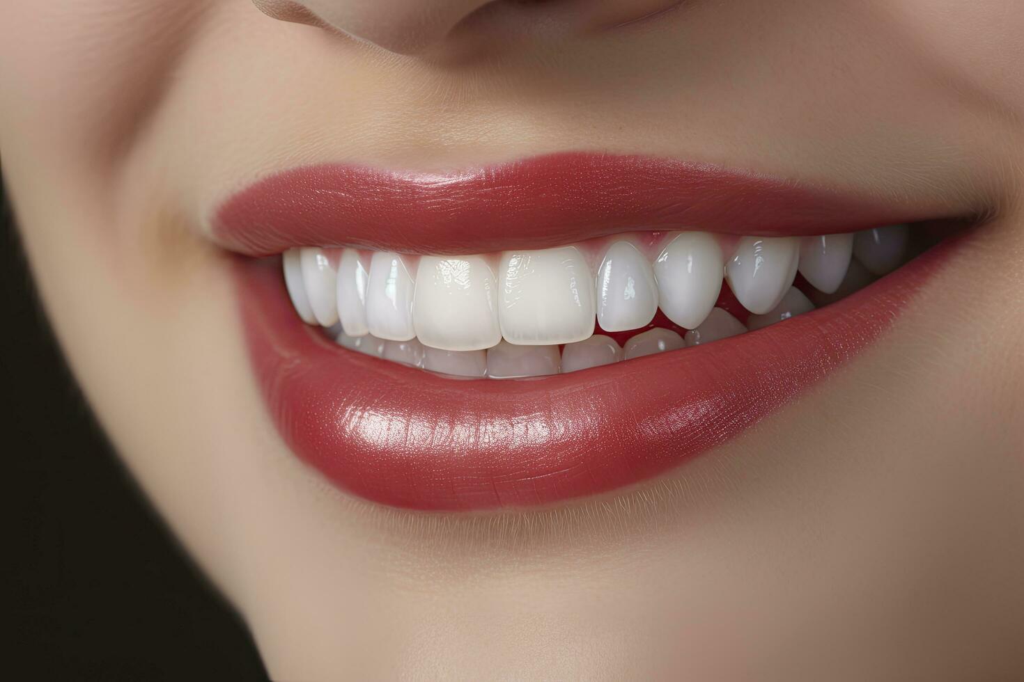 ai generado cerca arriba de un sonrisa con bonito blanco dientes. ai generado foto