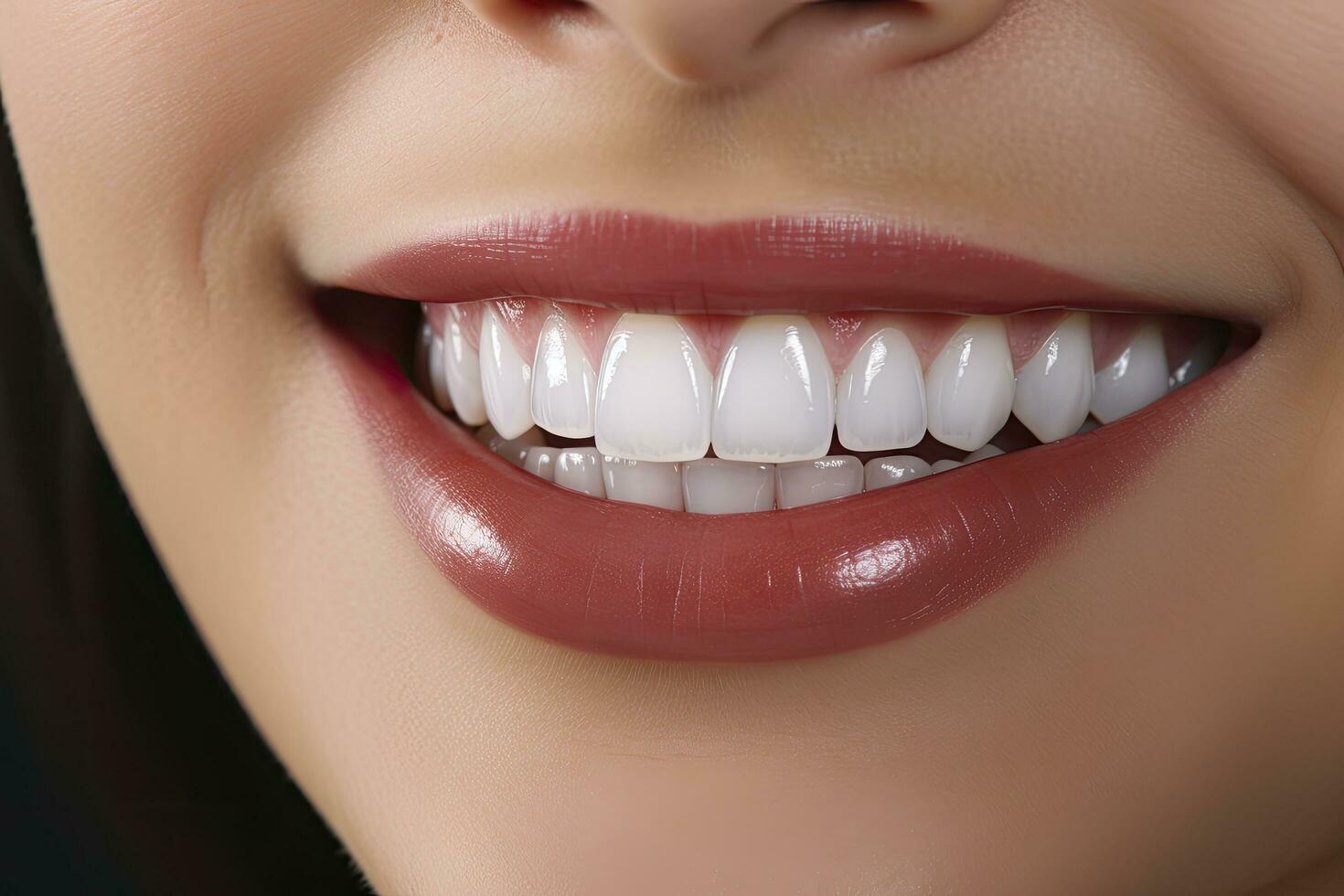 AI generated Close up of a smile with nice white teeth. AI Generated photo