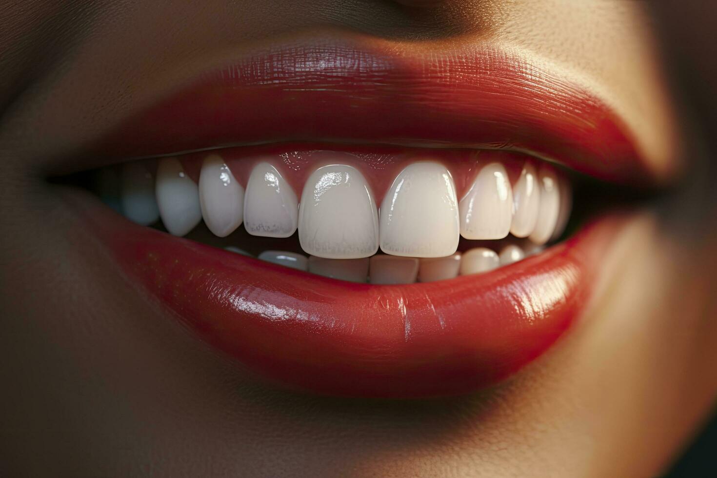 AI generated Close up of a smile with nice white teeth. AI Generated photo