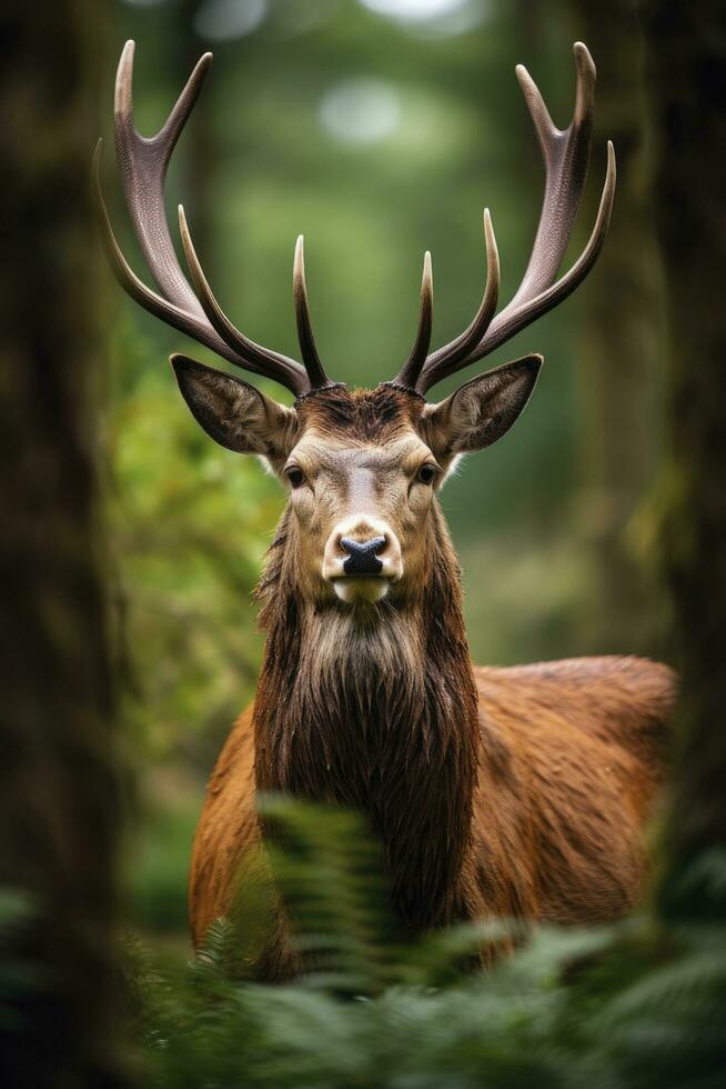 AI generated Close up of red deer stag. AI Generated photo