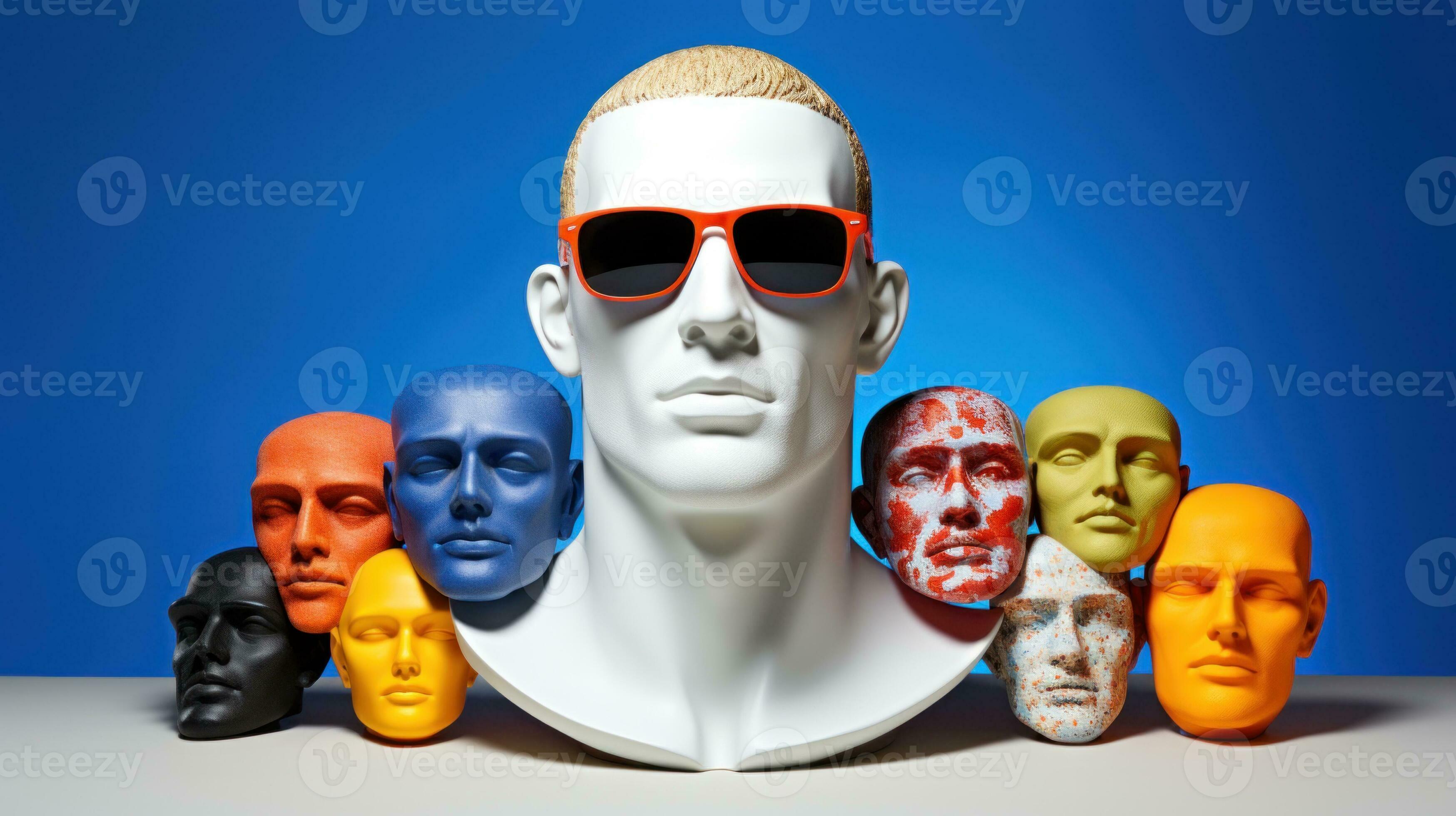 AI Generated A white mannequin with many different colored heads, AI 35288469 Stock Photo at Vecteezy AI Generated A white mannequin with many different colored heads, AI 35288469 Stock Photo at Vecteezy
