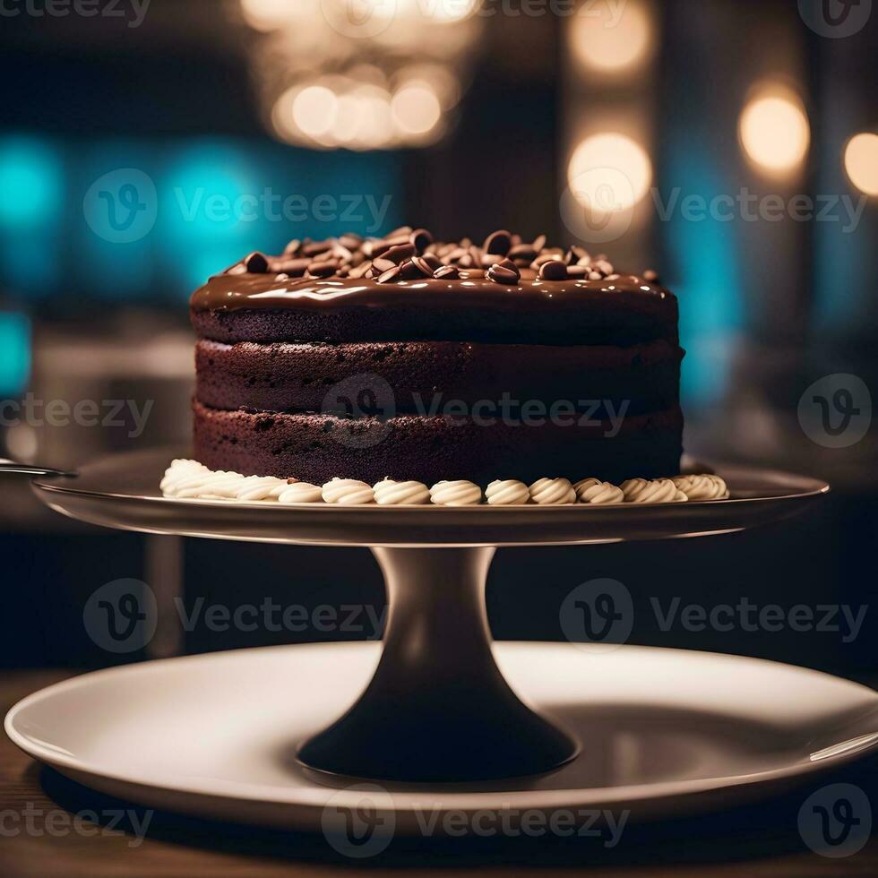 AI generated Chocolate cake with coffee photo