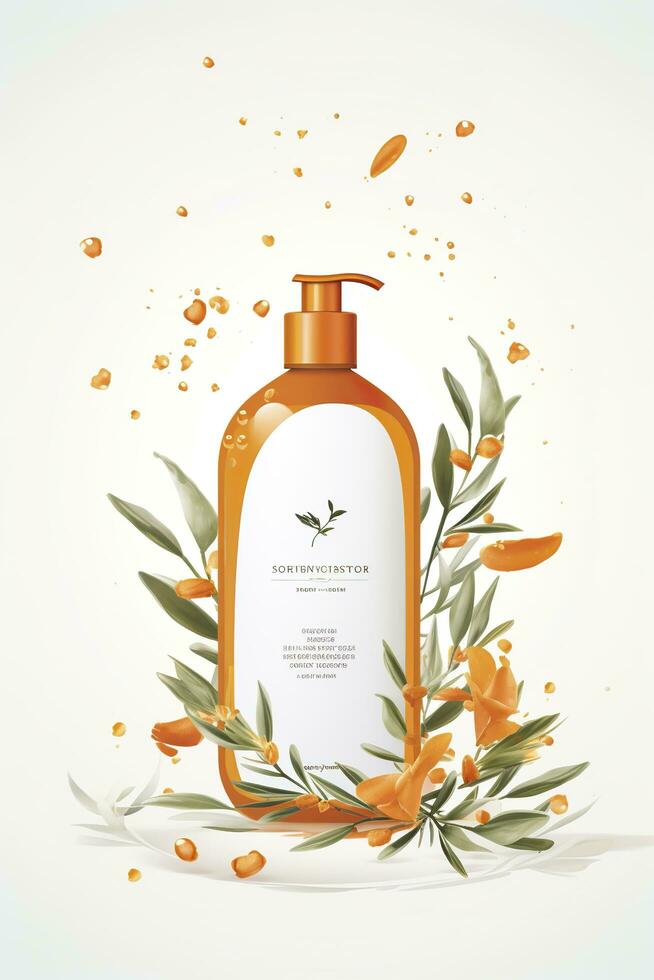 AI generated Beautiful flyer to present a store that sells products, body care, soap, cream, oil. Generative AI photo