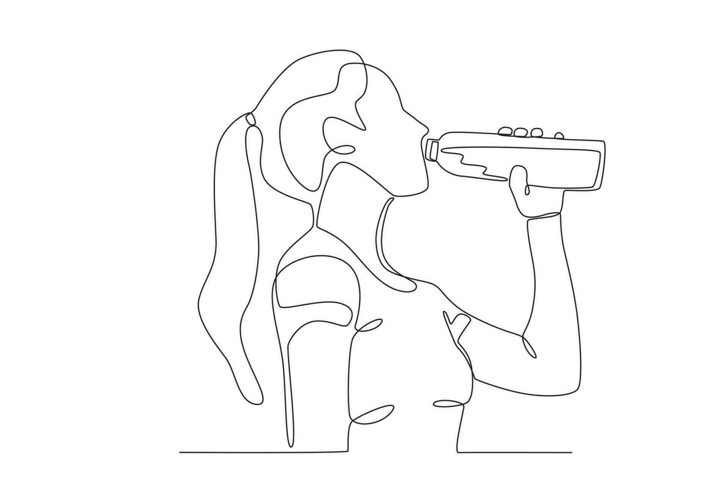 A woman drinking water vector