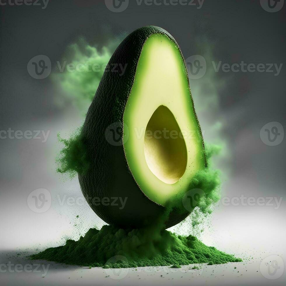 ai generado aguacate explosión de verde polvo foto