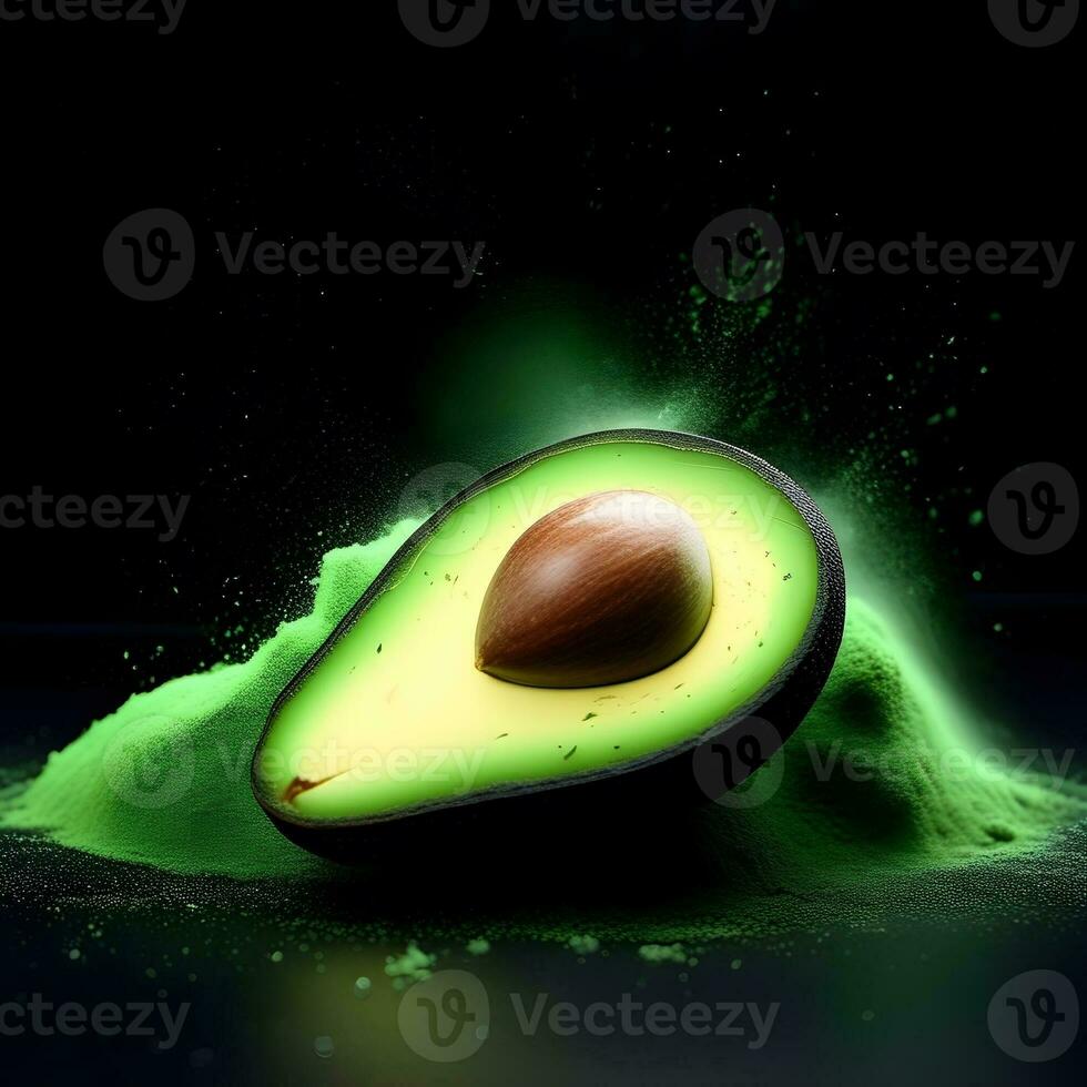 ai generado aguacate explosión de verde polvo foto