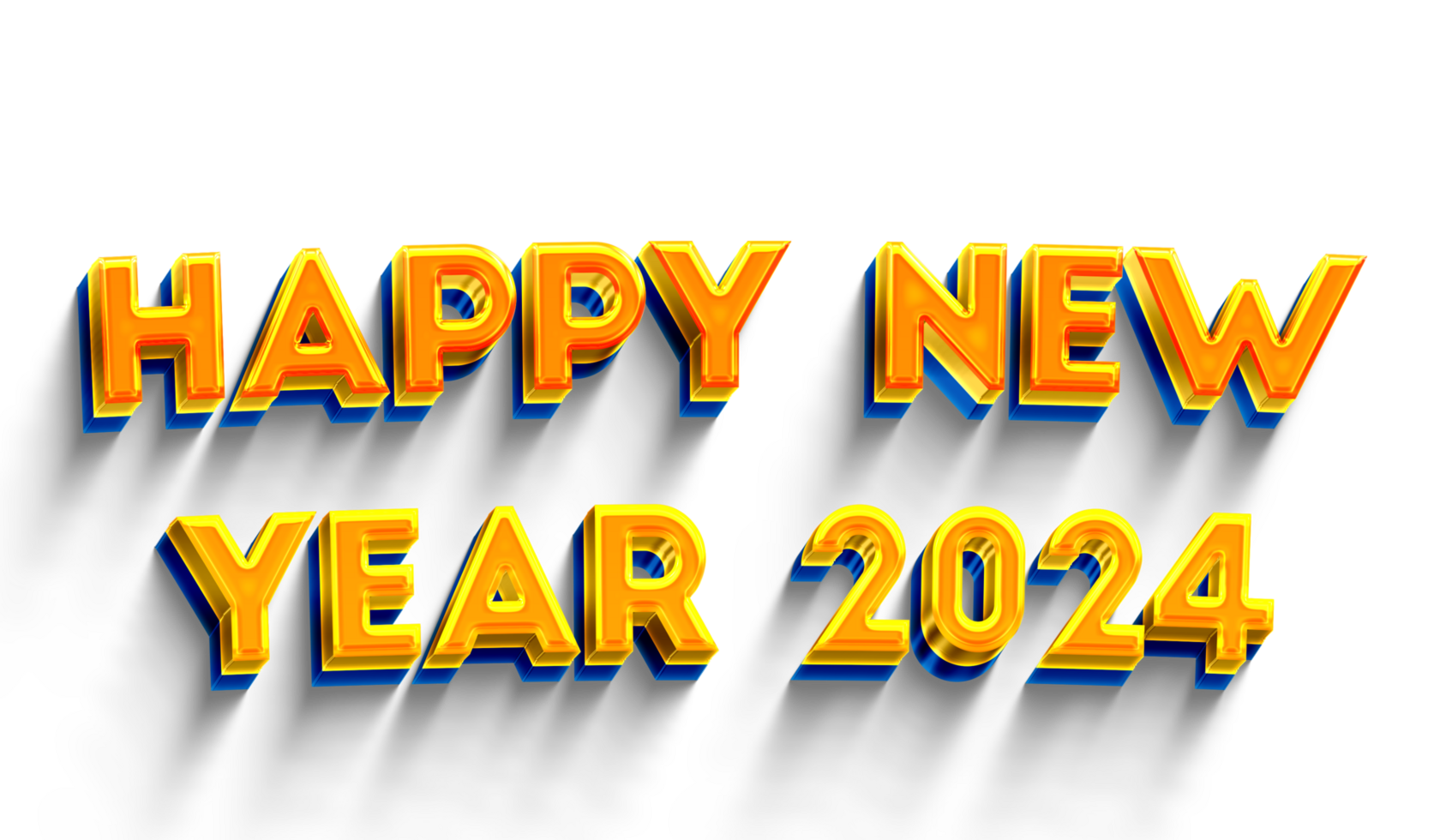 Happy New Year 2024 Festive Numbers and Celebration on a Clean White Background, Creating a Cheerful Holiday Illustration. png