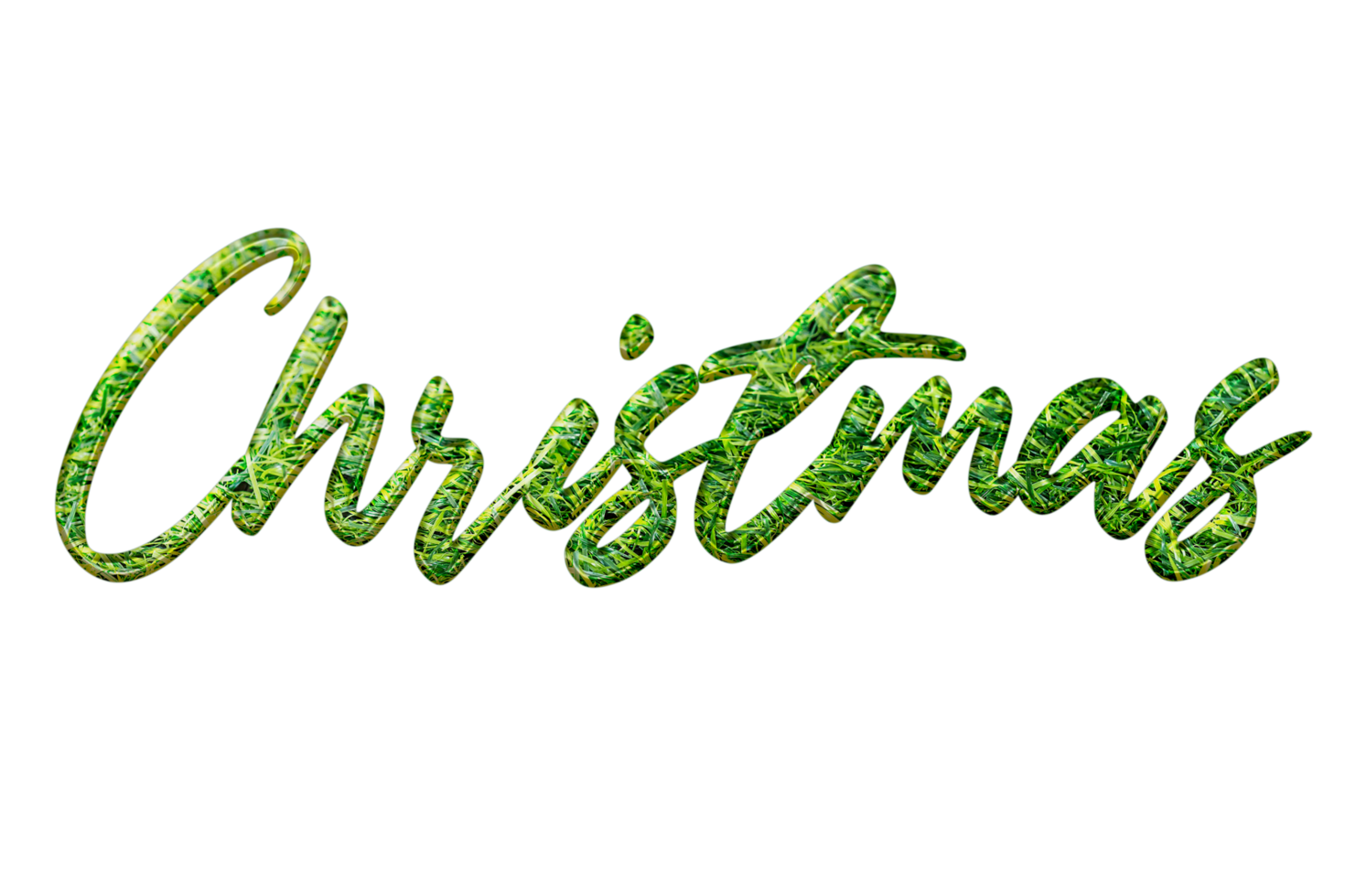 Christmas Text with Lush Green Grass on a Clean White Background. png