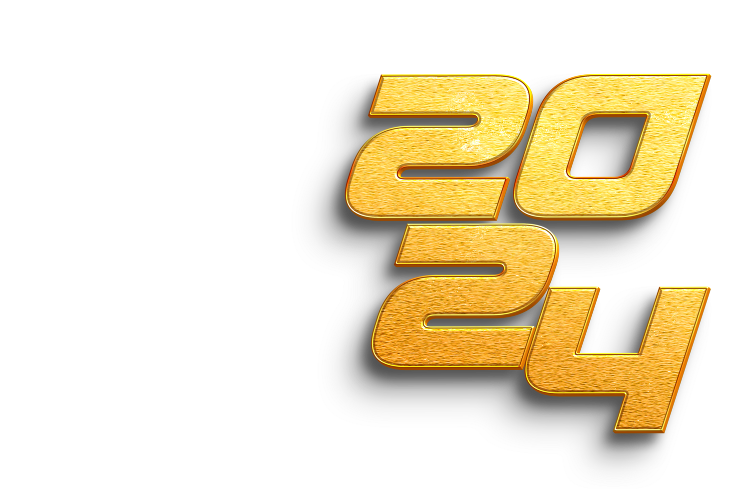 Realistic 2024 Golden Numbers and Festive Decorations on a White Background, Illustrating a Holiday Theme. Wishing You a Happy New Year 2024 png