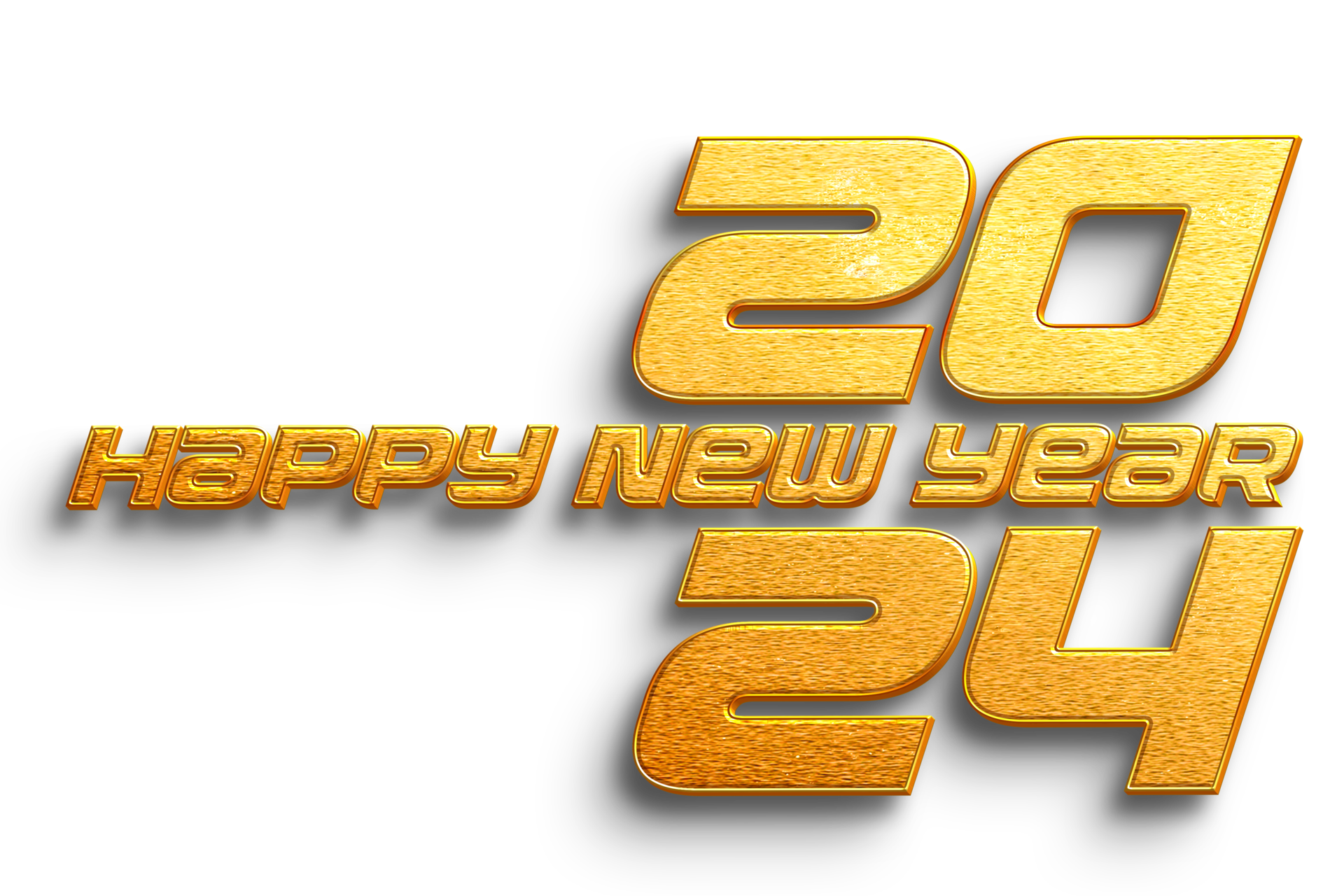 Realistic Happy New Year 2024. Golden Numbers and Festive Decorations
