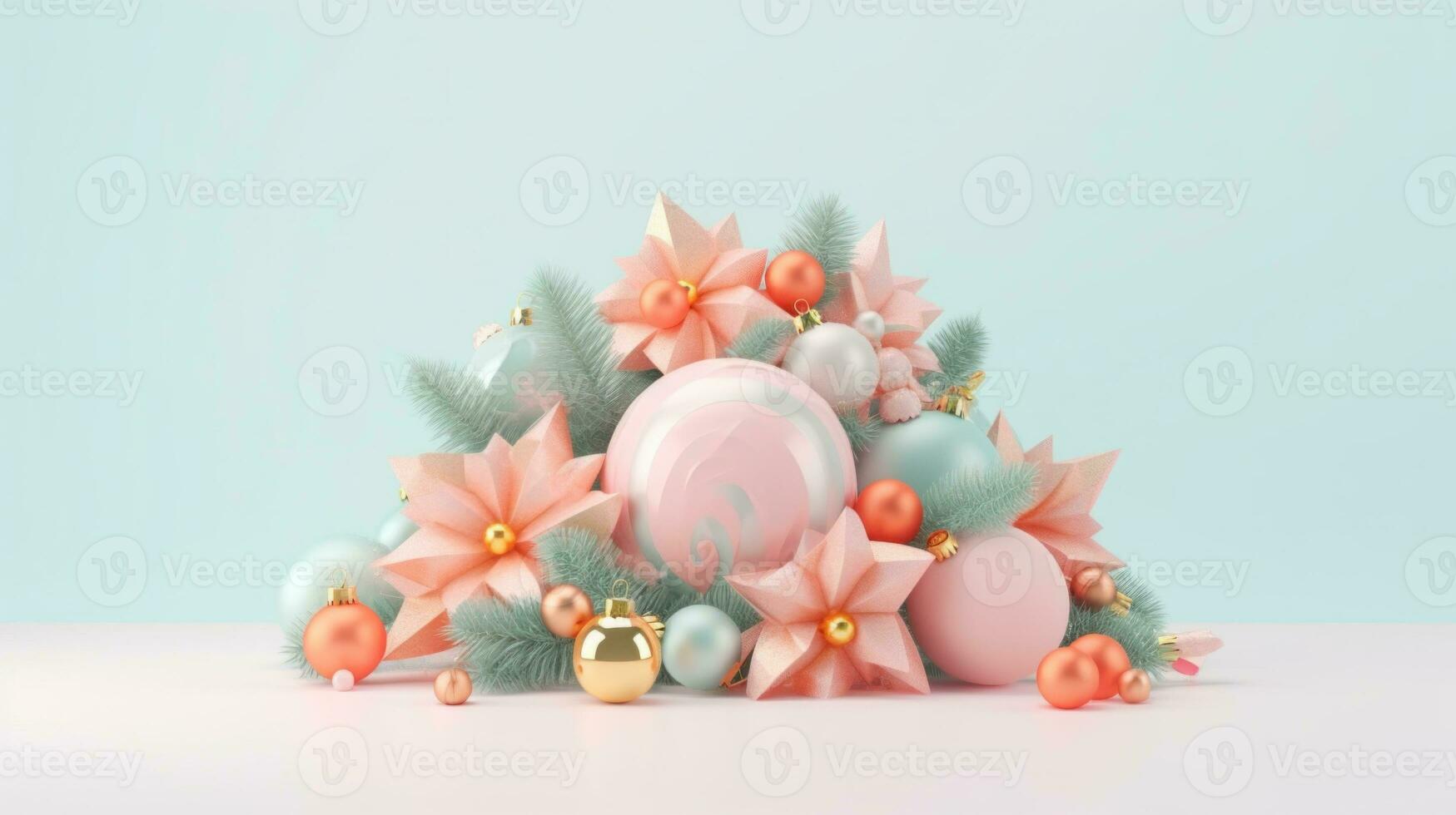 AI Generated A pile of christmas decorations on a table, AI photo