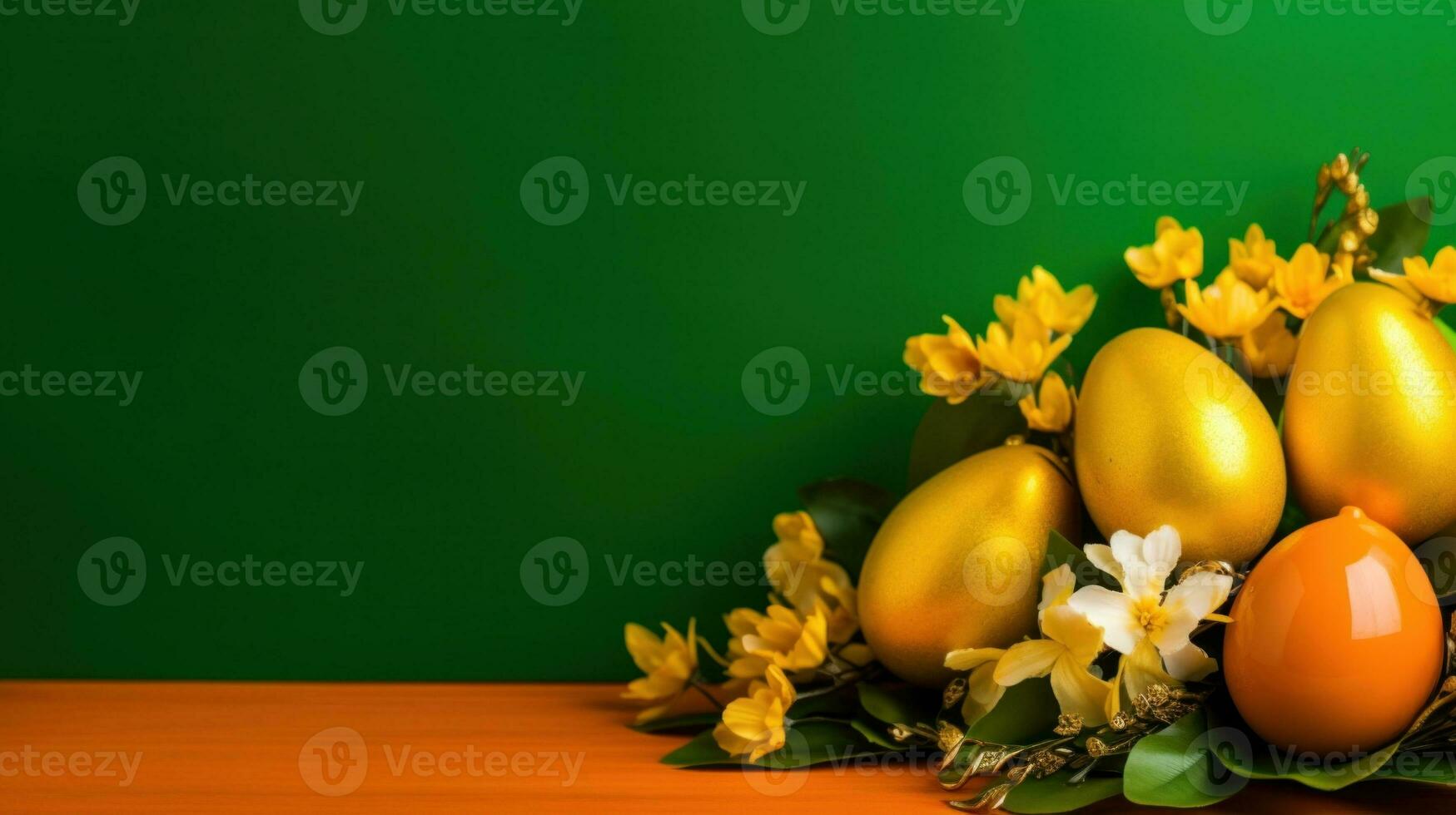 AI Generated A bunch of yellow eggs sitting on top of a wooden table, AI photo