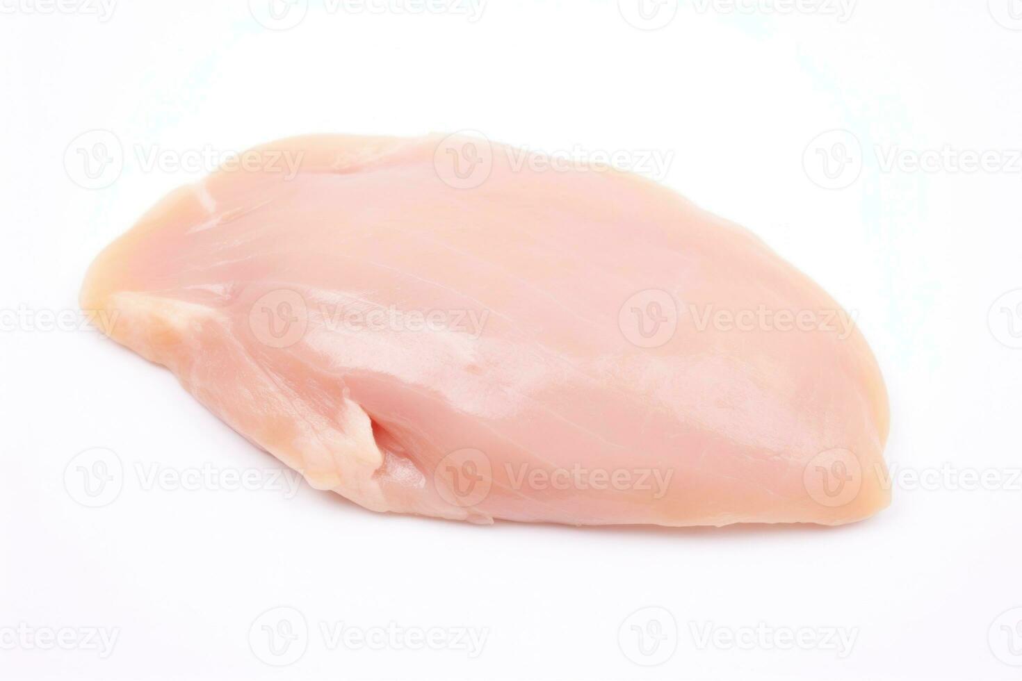 ai generado un pedazo de crudo pollo pecho en un blanco superficie, ai foto