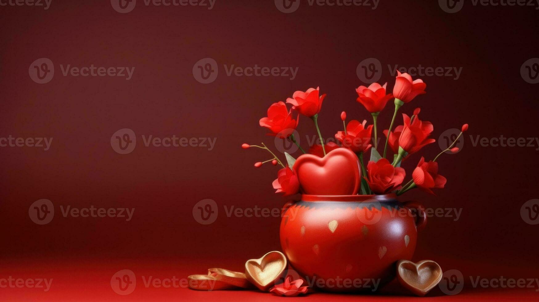 AI Generated A vase filled with lots of red flowers, AI photo