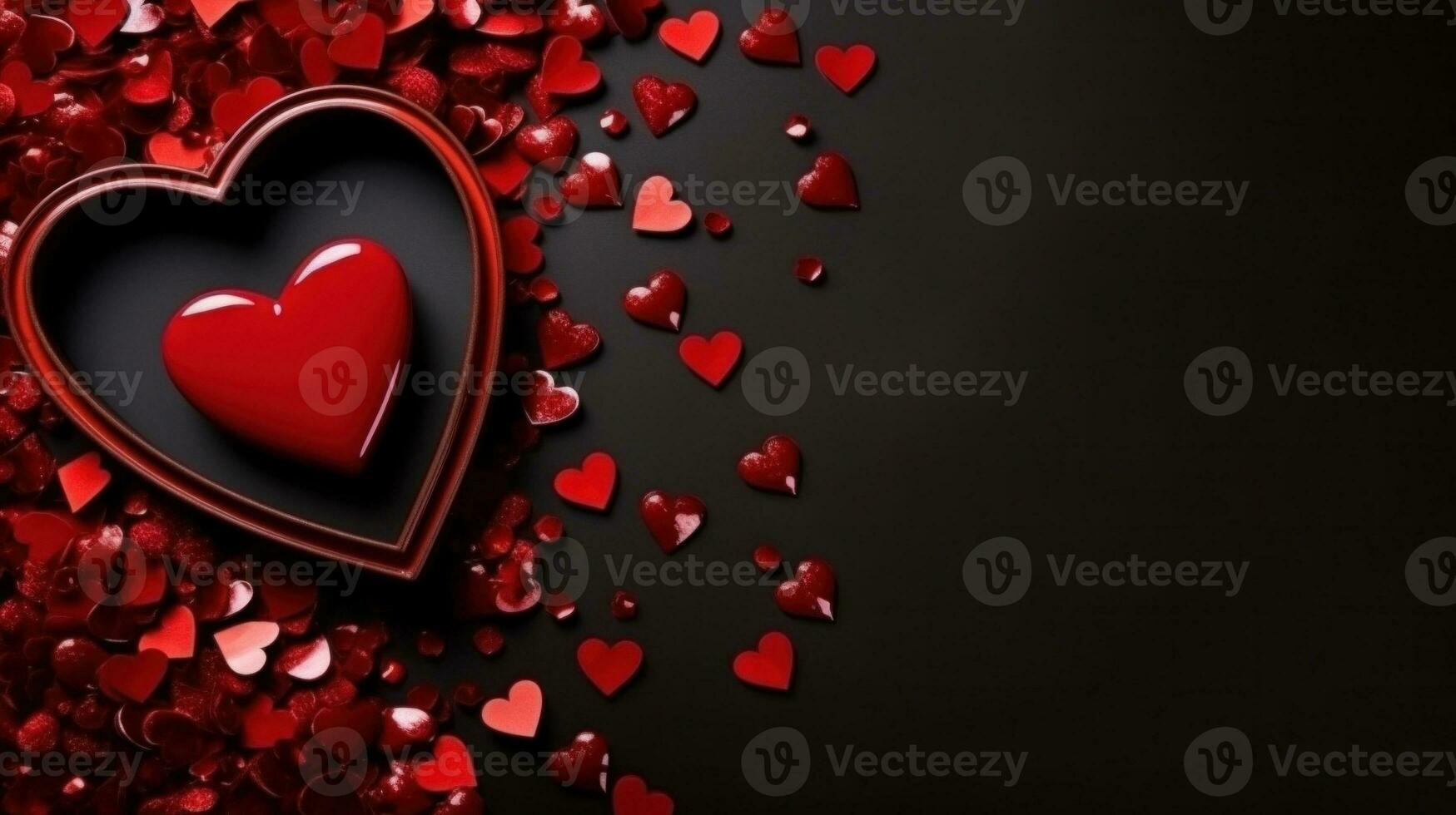 AI Generated A red heart surrounded by lots of red hearts, AI photo