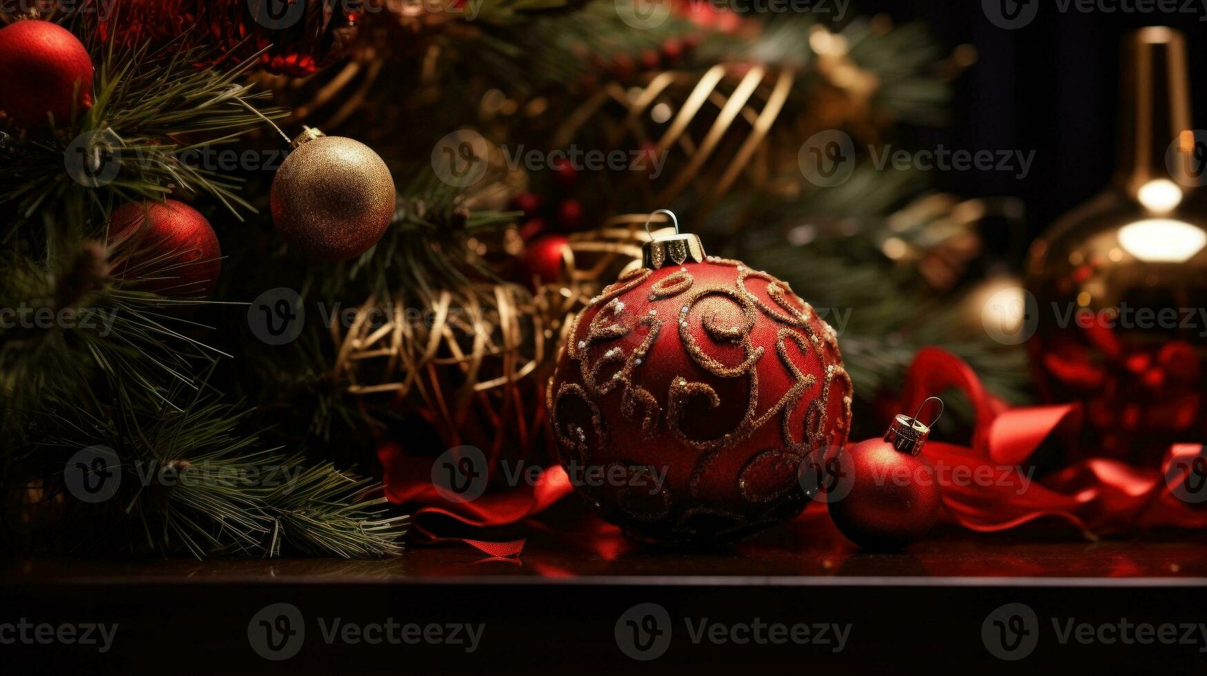 AI Generated A close up of a christmas ornament on a table, AI photo