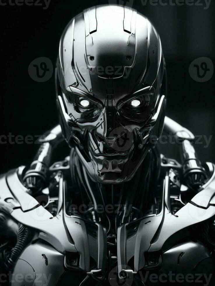 AI Generated A black and white photo of a robot, AI