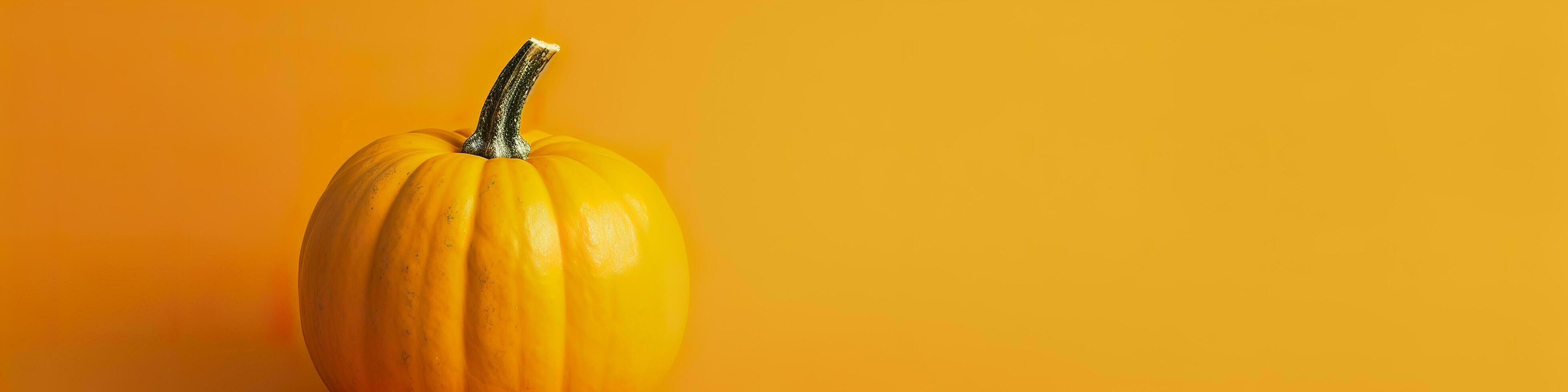 AI generated A pumpkin against a yellow background. Generative AI photo