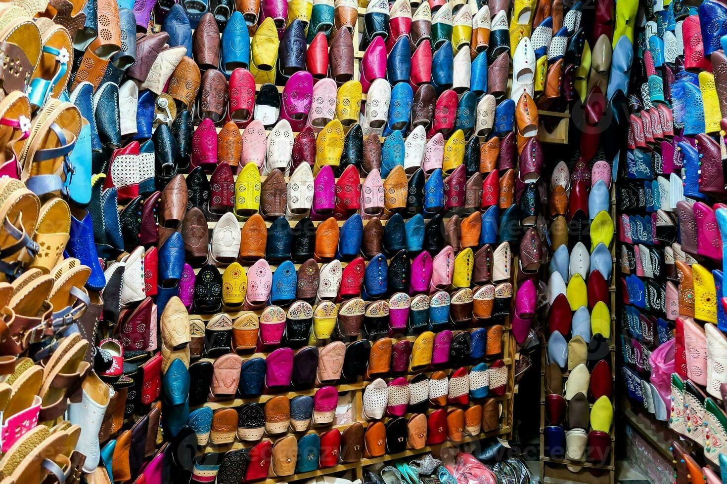 colorful shoes in the souk of marrakesh photo
