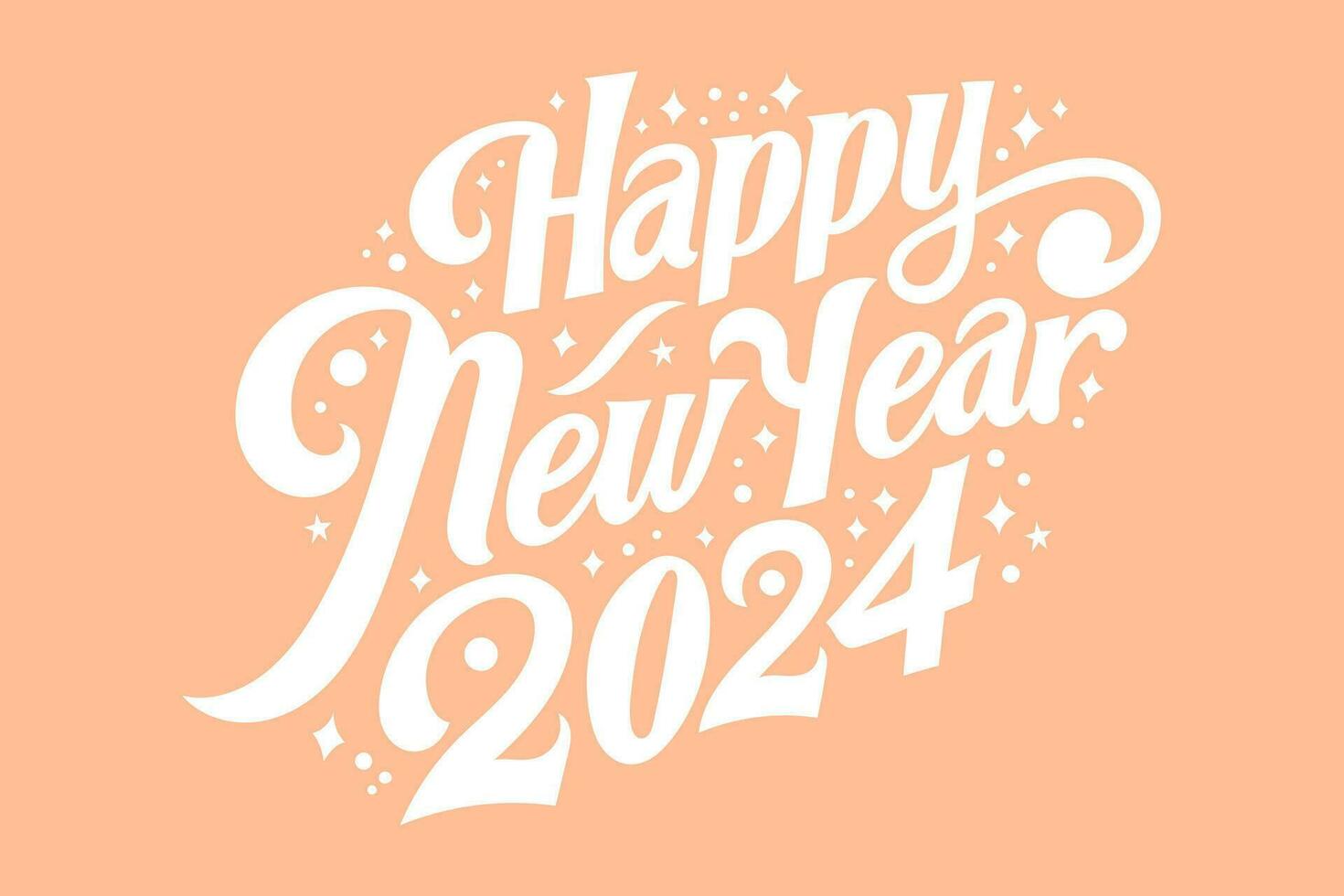 Happy new year 2024 design. Pantone color 2024 Peach Fuzz. Design for poster, banner, greeting, new year 2024 celebration. Vector illustration