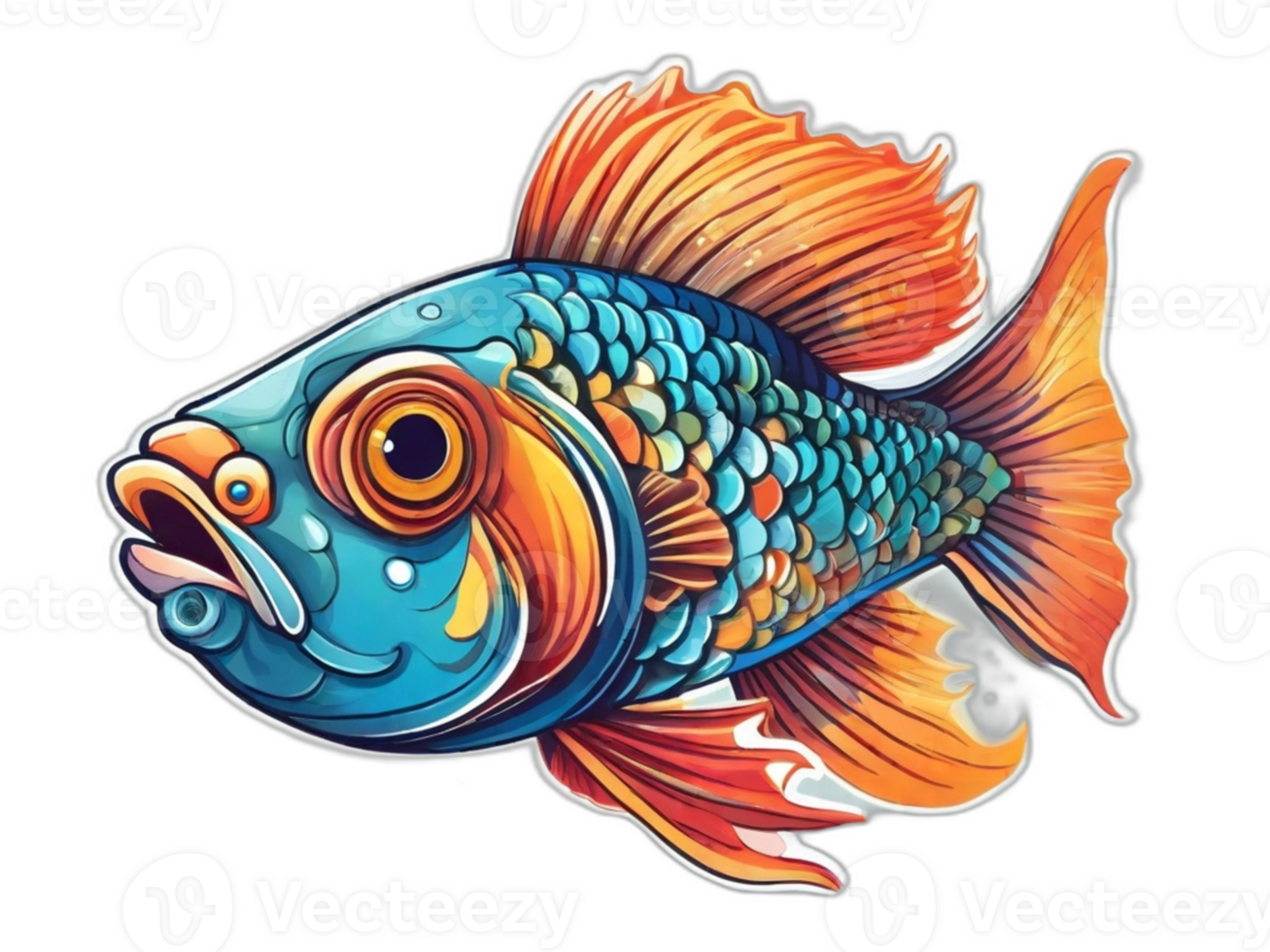 ai genererad fisk Färg, fisk neon, fisk design, färgrik fisk, fiske png