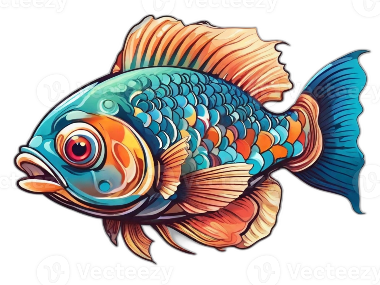 ai généré poisson couleur, poisson néon, poisson conception, coloré poisson, pêche png