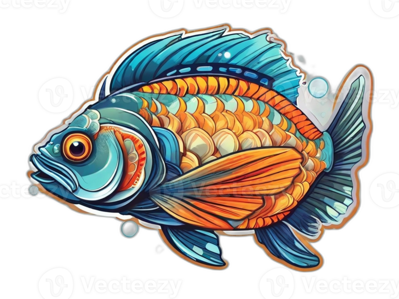 AI Generated fish color, fish neon, fish design, colorful fish, fishing png