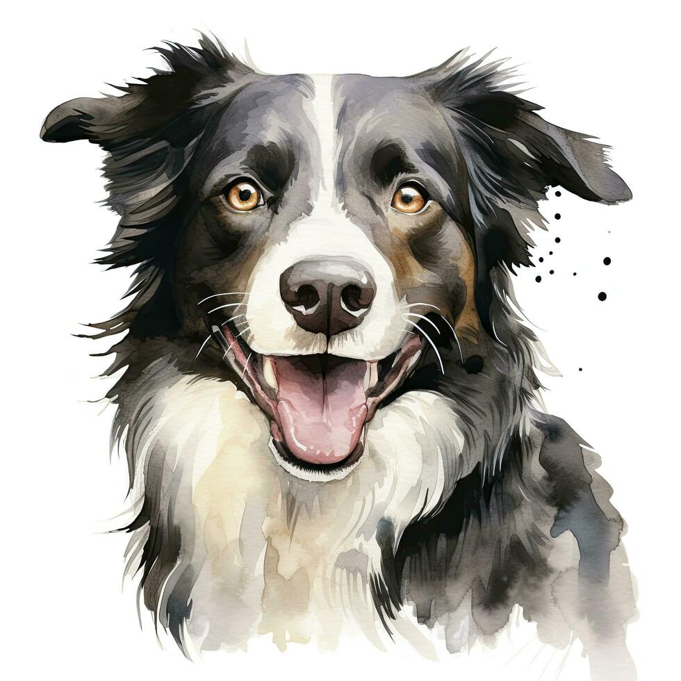 AI generated Watercolor dog clip art on white background. AI Generated photo