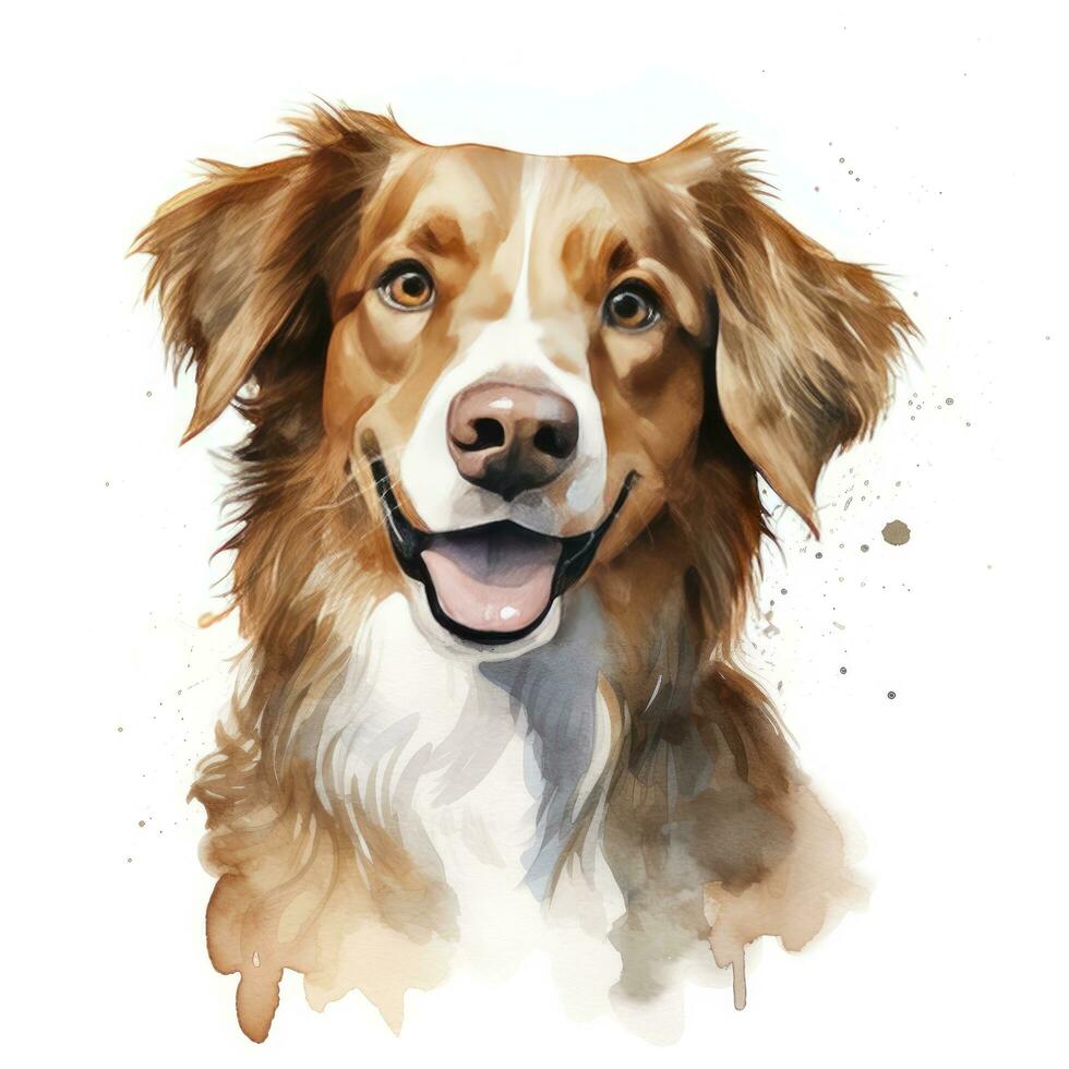 AI generated Watercolor dog clip art on white background. AI Generated photo