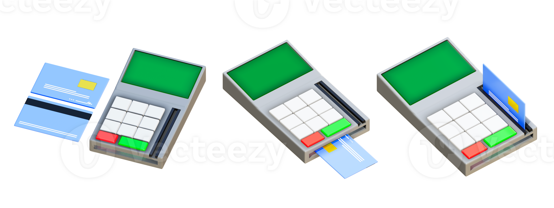 3D rendering of credit card with swipe machine, Card payment png