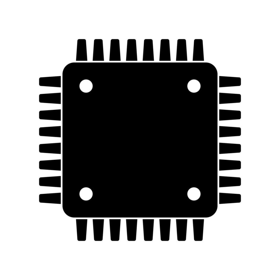 Electronic chip vector icon isolated on white background. Computer chip icon, cpu microprocessor chip icon.