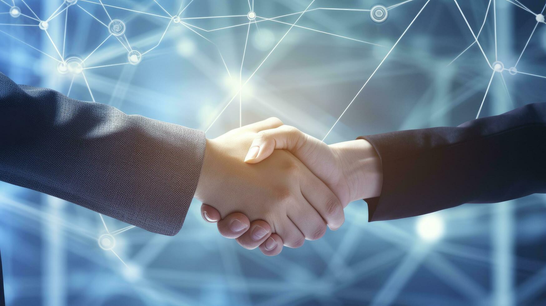 AI generated Professional Agreement. A Successful Interview Handshake. AI Generated photo