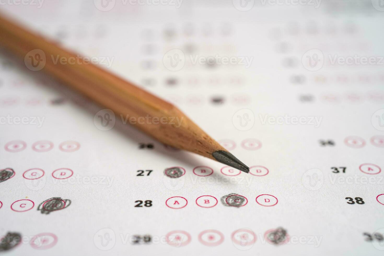 Math number and pencil on answer sheet paper, Education study testing learning teach concept. photo