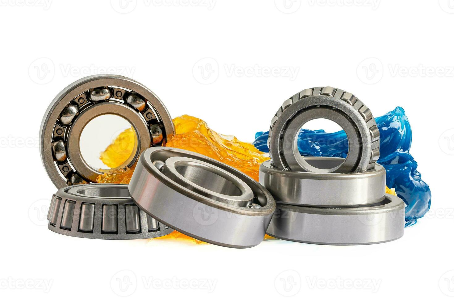 Ball bearing stainless with grease lithium machinery lubrication for automotive and industrial  isolated on white background. photo