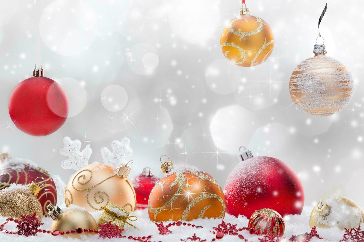 Beautiful Christmas Background, balls and glitter, Awesome decoration photo