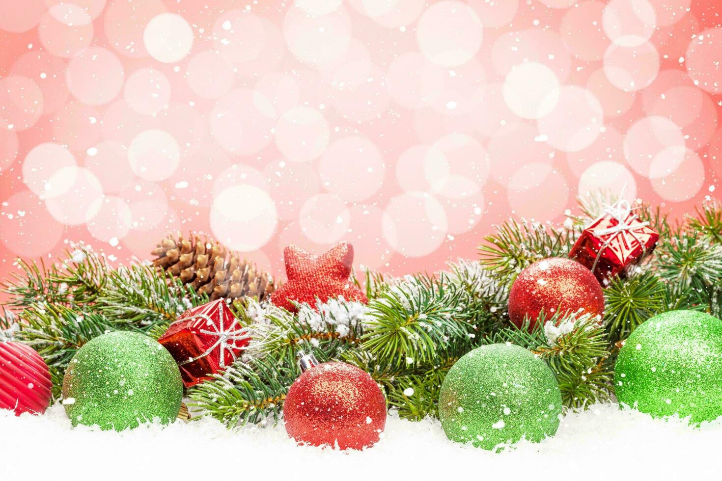 Beautiful Christmas Background, balls and glitter, Awesome decoration photo